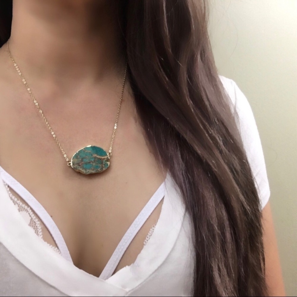 Estrella & Luna Raw Jasper 18K Gold Boho Necklace - Picture 4 of 5